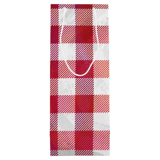 Checked Kariert Red and White Geschenktüte Für Weinflaschen (Rückseite)