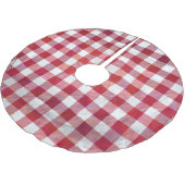 Checked Kariert Red and White Polyester Weihnachtsbaumdecke (Schrägansicht)