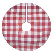 Checked Kariert Red and White Polyester Weihnachtsbaumdecke (Vorderseite)
