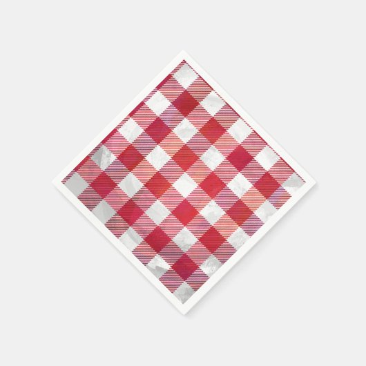 Checked Kariert Red and White Serviette (Ecke)