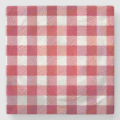 Checked Kariert Red and White Steinuntersetzer (Vorderseite)