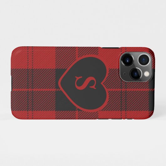 Checked Monogram Christmas Red Buffalo Kariert iPhone Hülle (Rückseite (Horizontal))