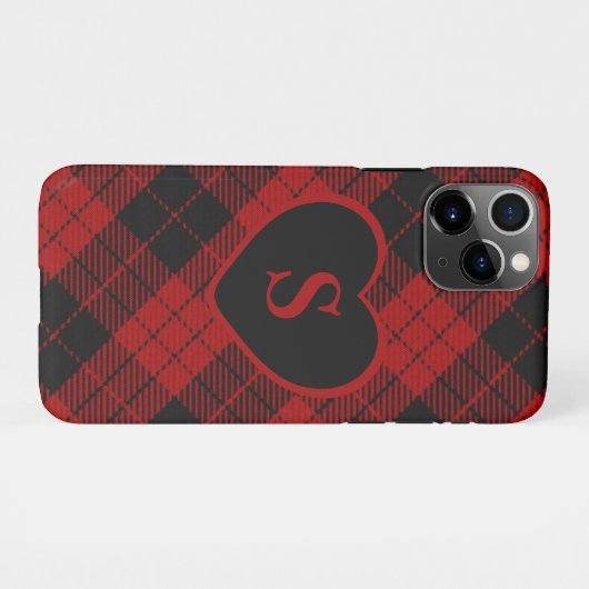 Checked Monogram Christmas Red Buffalo Kariert iPhone Hülle (Rückseite (Horizontal))