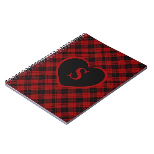 Checked Monogram Christmas Red Buffalo Kariert Notizblock (Linke Seite)