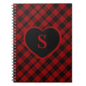 Checked Monogram Christmas Red Buffalo Kariert Notizblock (Vorderseite)
