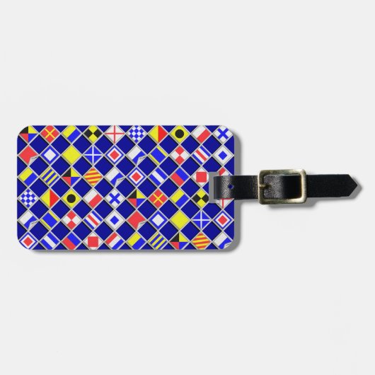 Checked Nautic Signal Flags Gepäckanhänger (Vorderseite horizontal)