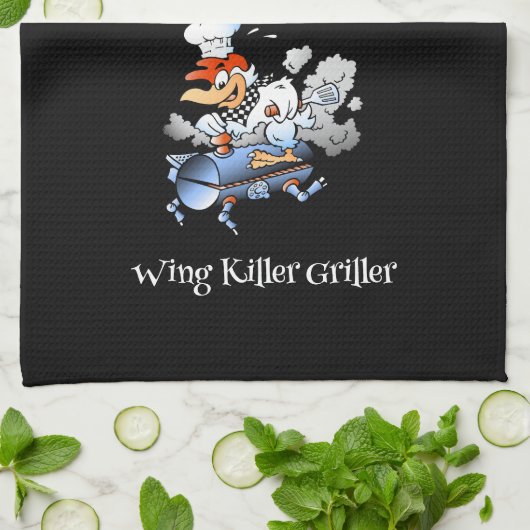 Checked Past Chicken Mascot Griller Custom Geschirrtuch (Gefaltet)