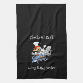 Checked Past Chicken Mascot Griller Custom Geschirrtuch (Vertikal)