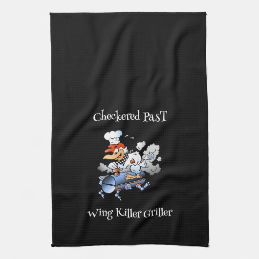 Checked Past Chicken Mascot Griller Custom Geschirrtuch (Vertikal)