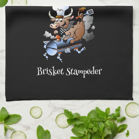 Checked Past Cow Mascot Griller Custom Geschirrtuch (Gefaltet)