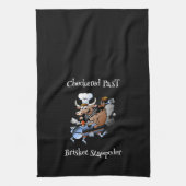 Checked Past Cow Mascot Griller Custom Geschirrtuch (Vertikal)