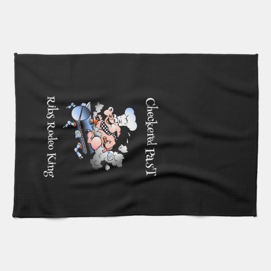 Checked Past Mascot Griller Custom Geschirrtuch (Horizontal)