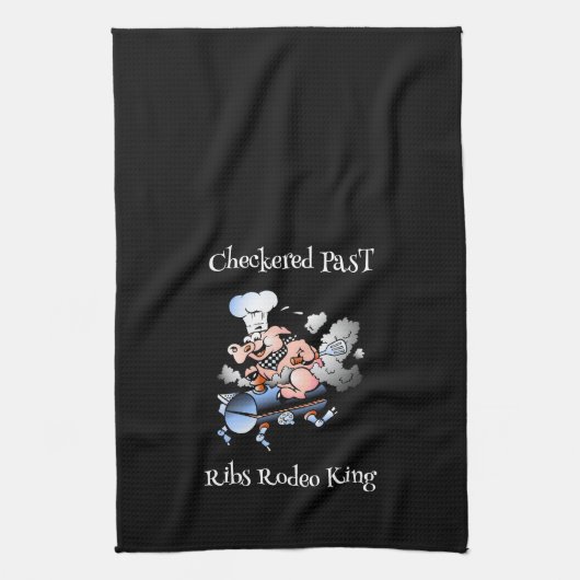 Checked Past Mascot Griller Custom Geschirrtuch (Vertikal)
