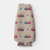 Checked pattern with love owls flaschenkühler (Vorderseite)