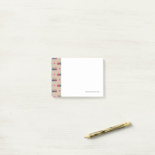 Checked pattern with love owls post-it klebezettel (Auf Schreibtisch)
