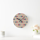 Checked pattern with love owls runde wanduhr (Zuhause)