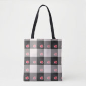 Checked Pink Roses Tote Tasche (Vorderseite)