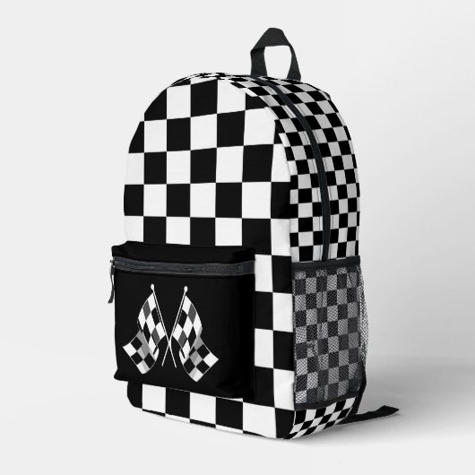 Checked Racing Flags Bedruckter Rucksack (Rückseitige Ecke Rechts)