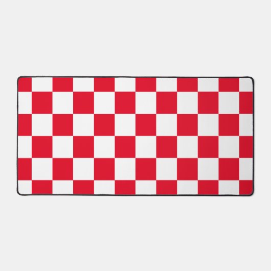 Checked Red and White Retro Schreibtischunterlage (Vorderseite)