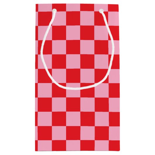 Checked Rosa und Rot Kleine Geschenktüte (Rückseite)