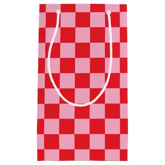 Checked Rosa und Rot Kleine Geschenktüte (Vorderseite)