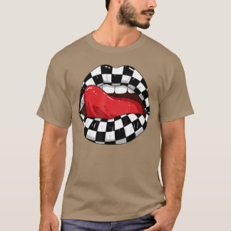 Checked Schwarz-weiß Lip Racer Race Men Wo T-Shirt