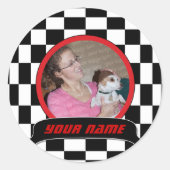 Checked Square Runder Aufkleber (Vorderseite)