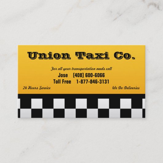 Checked Taxi Business Card Visitenkarte (Vorderseite)