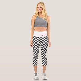Checked Team Sports Athlete Fans School Name Capri Leggings