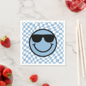 Checked Wavy Blue Cool Preppy Smile Birthday Serviette (Beispiel)