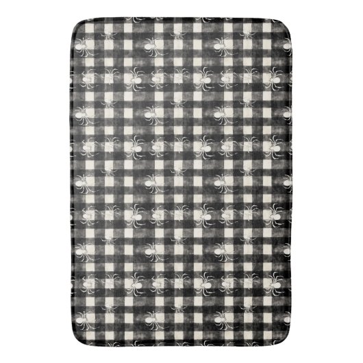 Checked Web - Spiders in Sync auf Monochrome Grid Badematte (Vorderseite Vertikal)