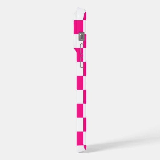 CheckedBox-Quadrate (Hot-Rosa-Retro-Monogramm) iPhone Hülle (Linke Seite)