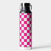 CheckedBox-Quadrate (Hot-Rosa-Retro-Monogramm) Trinkflasche (Vorne)