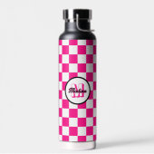 CheckedBox-Quadrate (Hot-Rosa-Retro-Monogramm) Trinkflasche (Links)