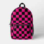 CheckedBox-Quadrate mit rosa schwarzer Geometrie Bedruckter Rucksack (Vorderseite)