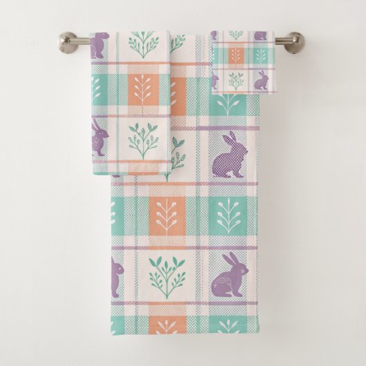 Checker Karierter Ostern Badhandtuch Set (Insitu)