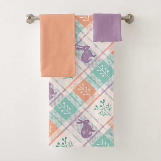 Checker Karierter Ostern Badhandtuch Set (Insitu)