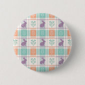 Checker Karierter Ostern Button (Vorderseite)