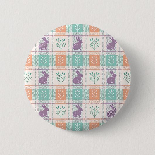 Checker Karierter Ostern Button (Vorderseite)