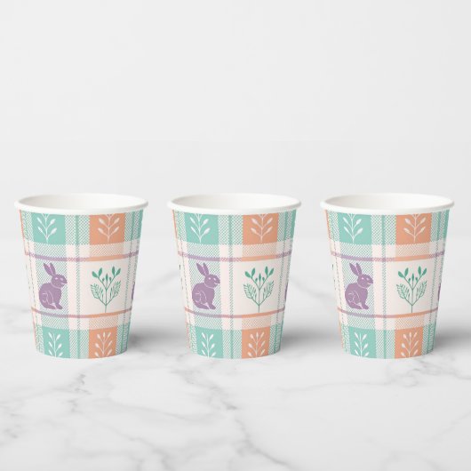 Checker Karierter Ostern Pappbecher (Multi)