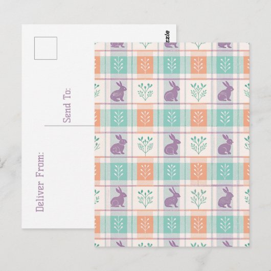 Checker Karierter Ostern Postkarte (Vorne/Hinten)