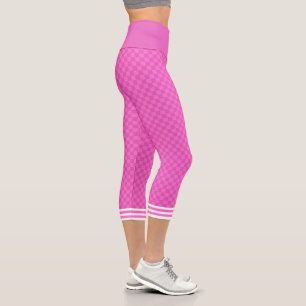 Checker Vintager Neon Pink Highlighter Capri Leggings