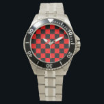 CHECKERBOARD ARMBANDUHR<br><div class="desc">ROTE UND SCHWARZE PRÜFPLATTE</div>
