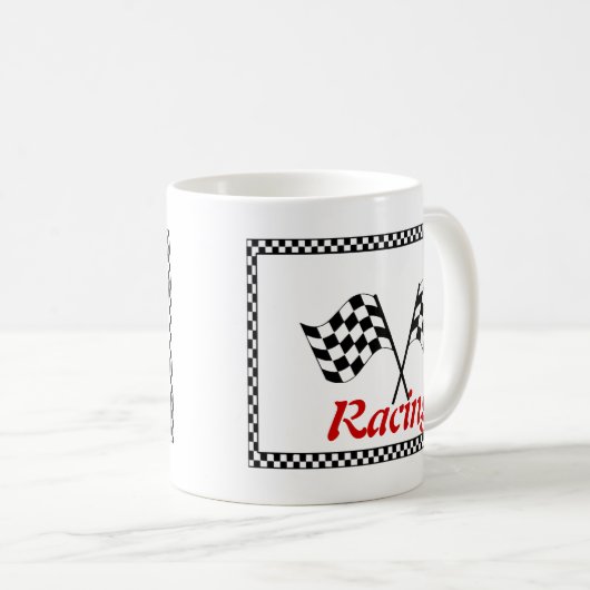Checkerboard-Flaggen Kaffeetasse (VorderseiteRechts)