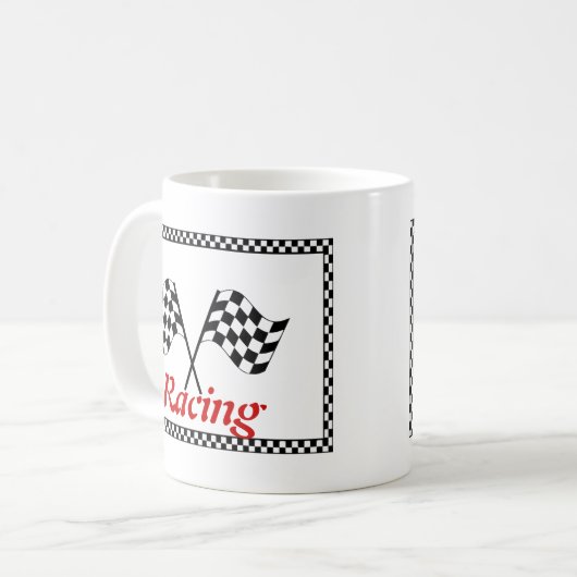 Checkerboard-Flaggen Kaffeetasse (Vorderseite Links)