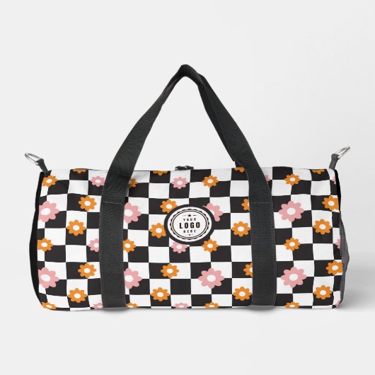 Checkerboard für die eigene Blume hinzufügen Duffle Bag (Vorderseite)