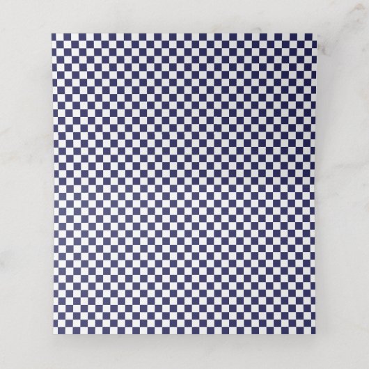 Checkerboard für Navy Blue und White Petite Platzkarte (Innenseite Aufgefaltet)