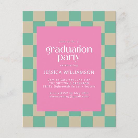 Checkerboard Graduierungspartei für Haushaltspinke (Vorderseite)