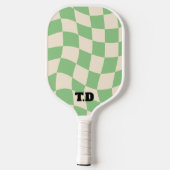 Checkerboard Groovy Retro Anpassbarer Name Pickleball Schläger (Rückseite)