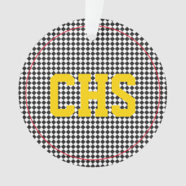 Checkerboard INITIALS School Colors Sportteam Ornament